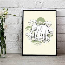 Poster for Child Room, Elephant, Funny Animal