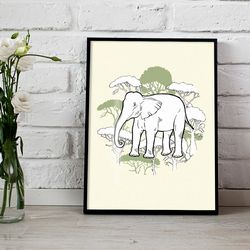 poster for child room, elephant, funny animal