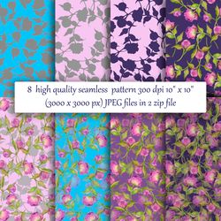 seamless pattern of delicate purple peonies watercolor