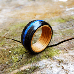 Wood Ring Lapis Lazuli Inlay, Mens Wood Ring, Womens Wooden Ring, Wood ring for Man, Wood ring for Women, bentwood women