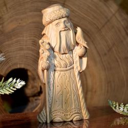 Wooden carved figure, Santa hand carved, Wooden figure, collectible Russian Santa, ornament Santa