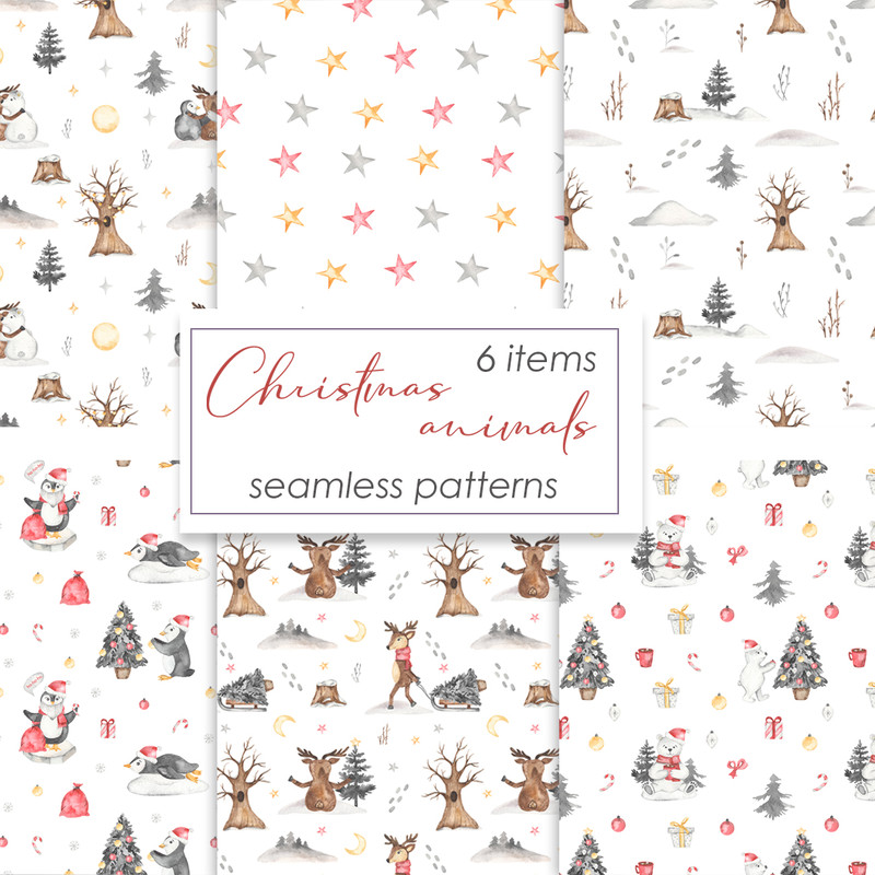 1-1 Christmas animals watercolor seamless patterns.jpg