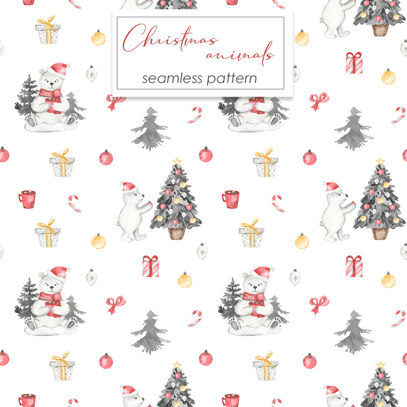 4-1 Christmas animals watercolor seamless patterns.jpg