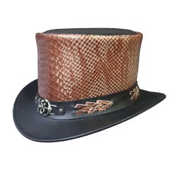 Voodoo Hatter Snake Embossed Leather Top Hat