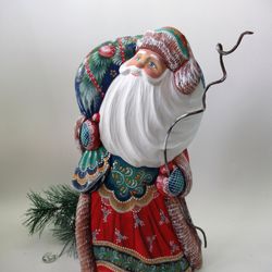 Big wooden Santa Claus, Christmas gift, Collectable Wooden Santa 11.8 inch