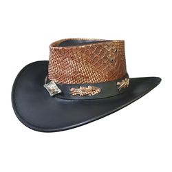 Snake Skin Embossed Cowboy Leather Hat