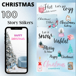Christmas stickers, Story sticker, Instagram stories, Christmas story stickers, Blue story sticker, Pink story stickers