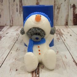 Teddy Bear in a snowman costume - silicone mold