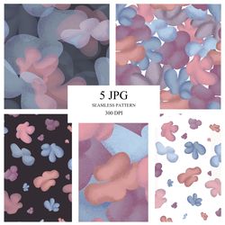 abstract flowers pattern pastel  blue pink purple