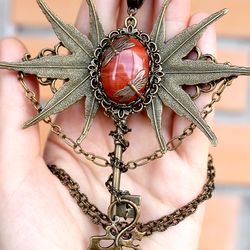 Handmade Unique Jasper Vintage Beautiful Key Necklace