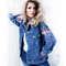Painted women Denim jacket-hand painted jeans jacket-unique Designer Cat-woman art-custom clothing-personalized pattern6.jpg