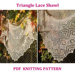 Lace Shawl Knitting Pattern for Triangular Shawl Wrap