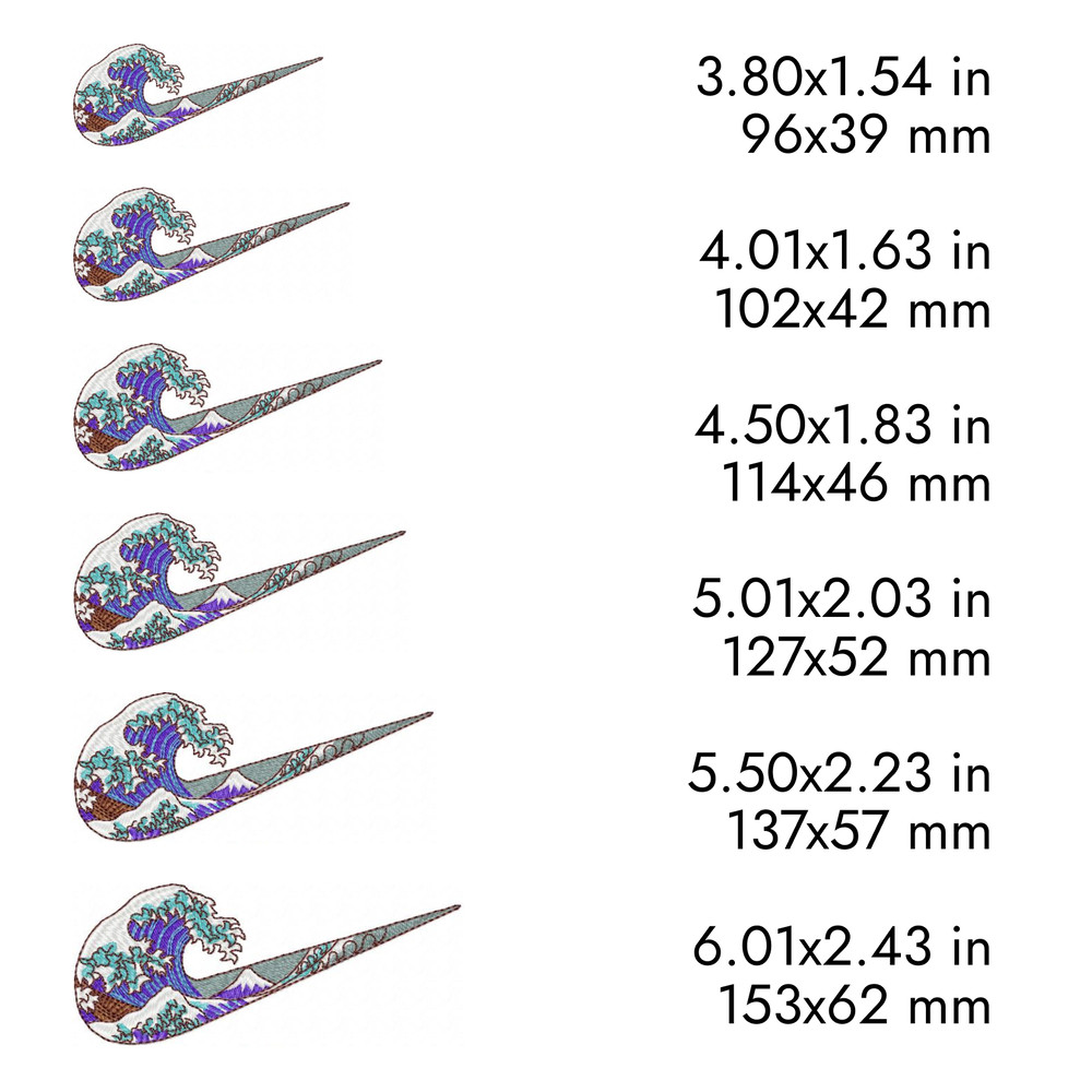 nike wave swoosh logo water machine embroidery designs