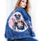 Painted women Denim jacket-hand painted jeans jacket-unique Designer Cat-woman art-custom clothing-personalized pattern2.jpg