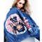 Painted women Denim jacket-hand painted jeans jacket-unique Designer Cat-woman art-custom clothing-personalized pattern5.jpg