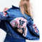 Painted women Denim jacket-hand painted jeans jacket-unique Designer Cat-woman art-custom clothing-personalized pattern12.jpg