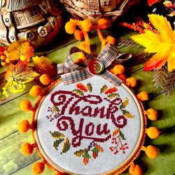 thank you cross stitch pattern pdf by crossstitchingforfun instant download, thanksgiving day cross stitch pattern pdf