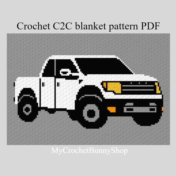 crochet-C2C-ford-car-graphgan-blanket