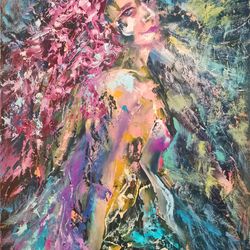Nude Dream art Abstract Angel Girl Art Original Oil Painting Artist Svinar Oksan