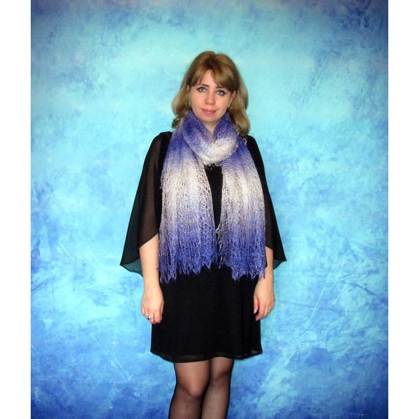 Hand knit violet scarf, Handmade Russian Orenburg shawl, Goat wool cover up, Lace pashmina, Downy kerchief, Stole, Warm shoulder wrap, Cape, Gift for a woman 5.
