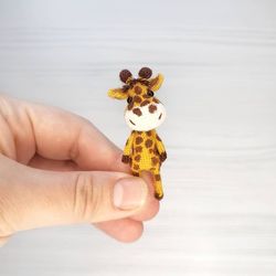 Giraffe little cute handmade toy, pet for doll, miniature animals, dollhouse, lucky mascot, stuffed animal, giraffe toy