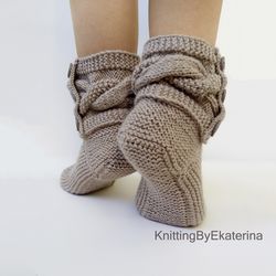 Cable Knit Slippers Knitted Slippers Women Socks Wool Slipper Boots Bed Socks House Shoes Warm Indoor Socks Mothers Day