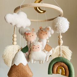 Llama family baby mobile- neutral nursery decor- gift for newborn