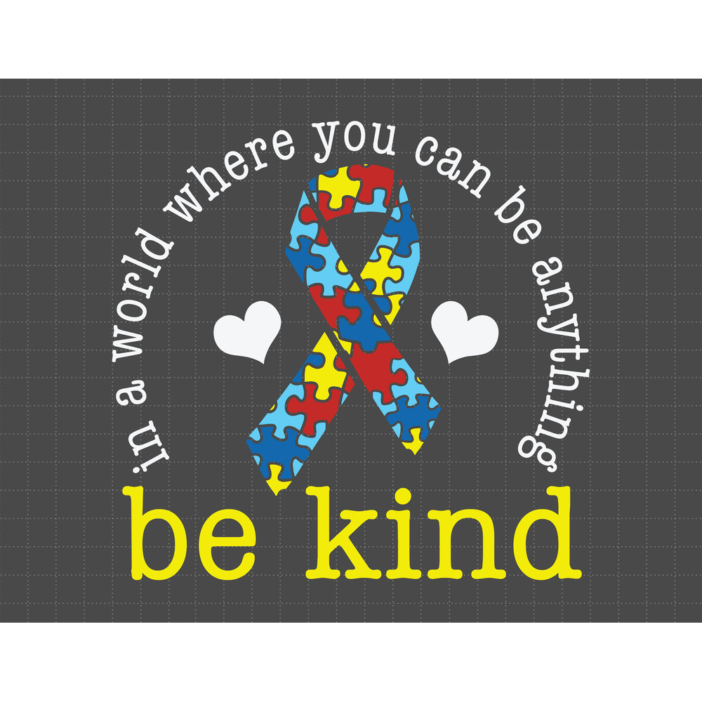 Be Kind Autism Ribbon Svg, Puzzle Piece Svg, Autism Support, 2nd April Svg, Autism Awareness Svg, Be Kind Svg.jpg