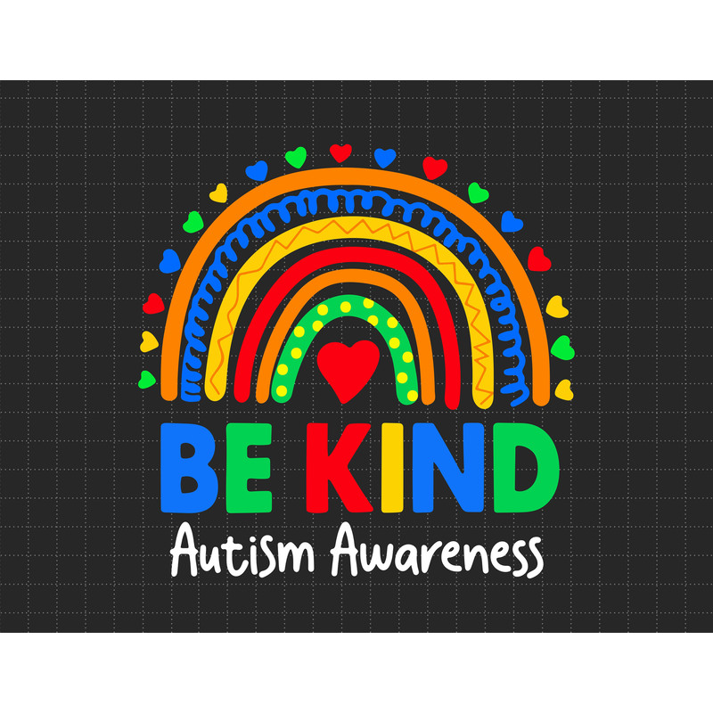 Rainbow Be Kind Autism Svg, Puzzle Piece Svg, Autism Support, 2nd April Svg, Be Kind Svg, Autism Awareness, Autism Proud, Gift For Autism.jpg
