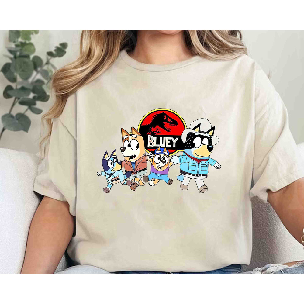 Jurassic Park Bluey Shirt, T-rex Bluey Family Shirt, Family Matching Shirt, Bluey Birthday T-shirt, Mothers Day Shirt..jpg