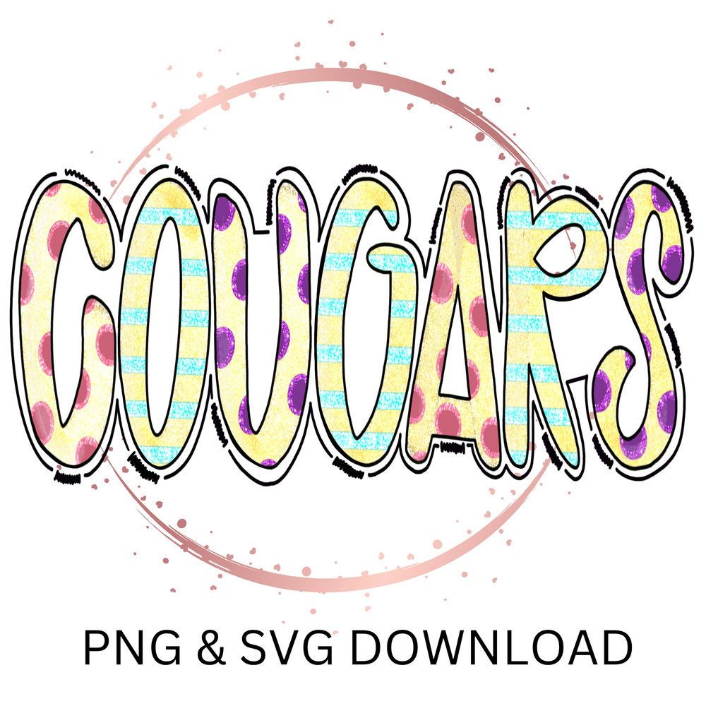 Cougars Cute Glitter Handwritten Font Sublimation Download, PNG Download, SVG.jpg