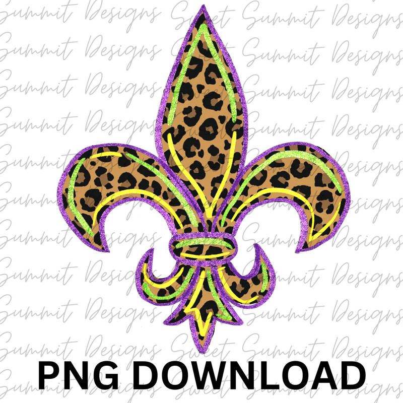 Fleur de lis png, NOLA png, Louisiana png, Mardi Gras png, Cajun png, Leopard print Fleur de lis digital download.jpg