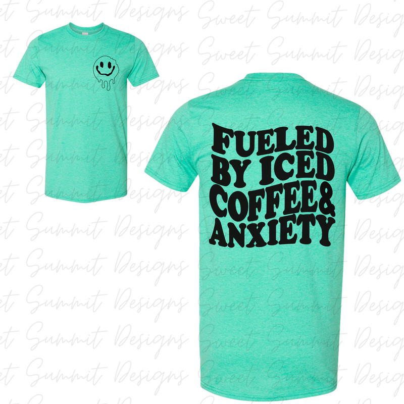 Fueled by iced coffee and anxiety PNG Download, Wavy text png, Retro wavy text png, Mental health png, iced coffee png, coffee png.jpg