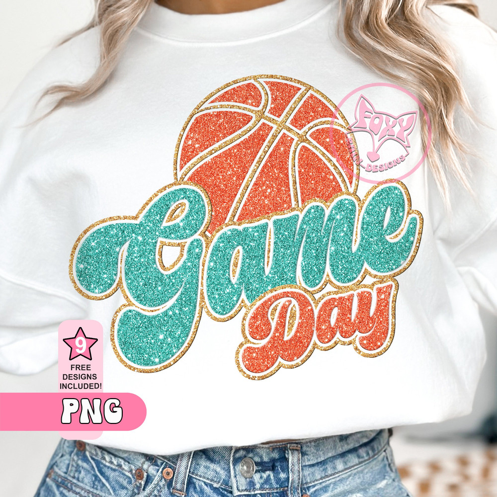 Basketball Game Day Glitter PNG Faux Embroidery Sublimation Patches Designs Popular Now Digital Download Art Product Best Seller Dtf Designs.jpg