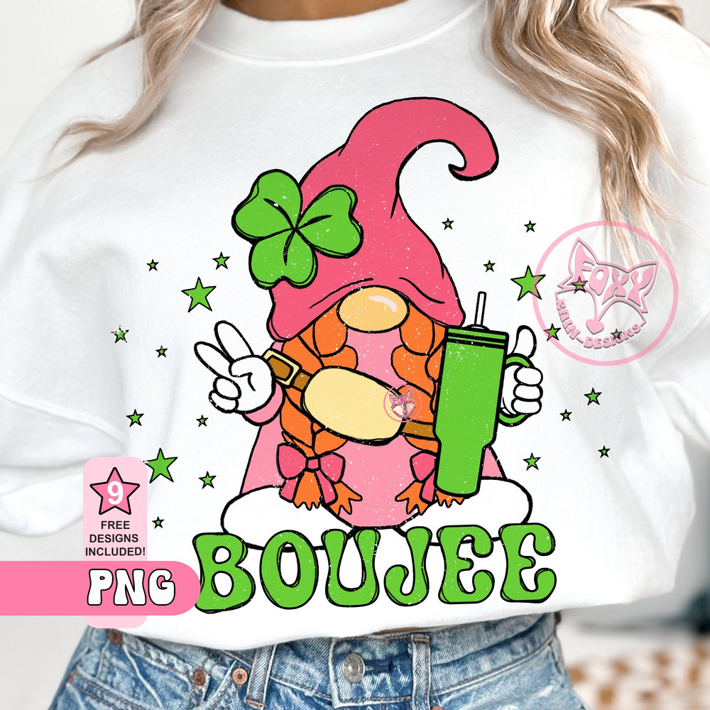 Boujee Gnome Saint Patricks Day Png Clipart Tumbler Lululemon Belt Bag Inspired Sublimation Designs for Shirts Popular Now Instant downloads.jpg