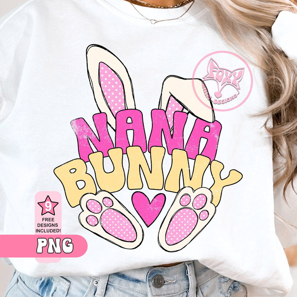Easter Nana Bunny Clipart Png Easter Womens Tshirts Bestsellers Trending Sublimation Designs Downloads for Shirts Trending PopularRight Now.jpg