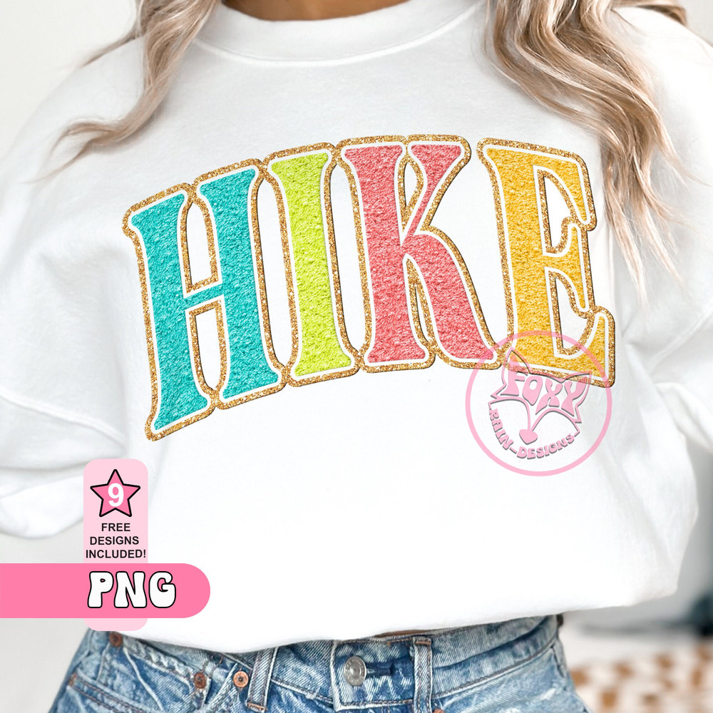 Hike PNG Faux Embroidery Chenille letters Sublimation Patches Trending Popular Right Now Dtf Transfers Best Selling Items Digital Download.jpg