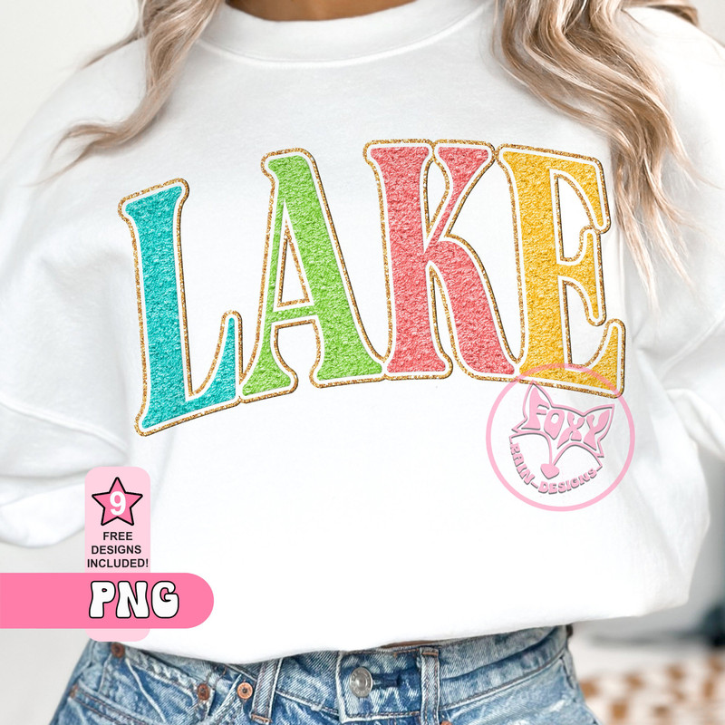 Lake PNG, Chenille letters Sublimation patches, Faux embroidery Chenille Lake Clipart, Trending Now Sublimation Designs Dtf Transfers Png.jpg