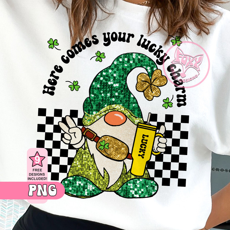 Saint Patricks Day Gnome PNG Faux Sequin Stanley Cup Lululemon Belt Bag Digital Sublimation Design Trending Now Dtf Transfers For Shirts.jpg