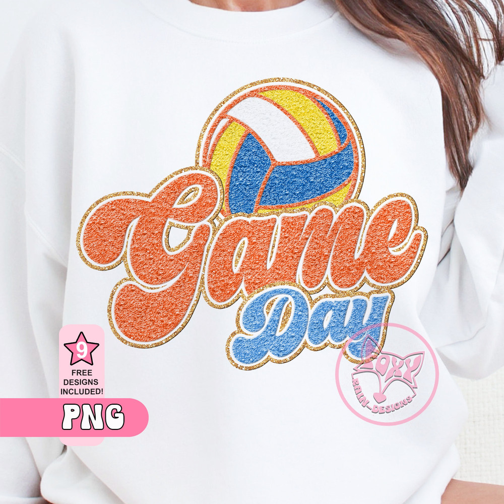 Volleyball Game Day PNG Faux Embroidery Chenille Sublimation Shirt Digital Downloads Popular Right Now Dtf Transfers Best Selling Item.jpg