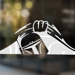 boba fett peeking through window sticker star wars inspired