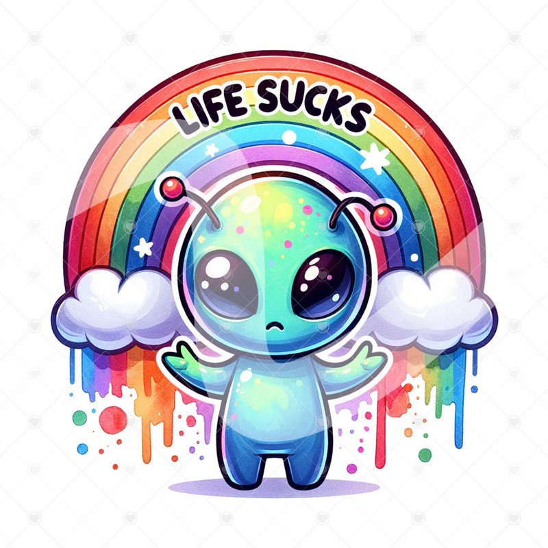 Funny Alien Clipart PNG, Life Sucks PNG, Sarcastic Alien Clipart, Sarcasm Png, Snarky Alien Shirt Design, Outer Space Glass Jar Sublimation.jpg