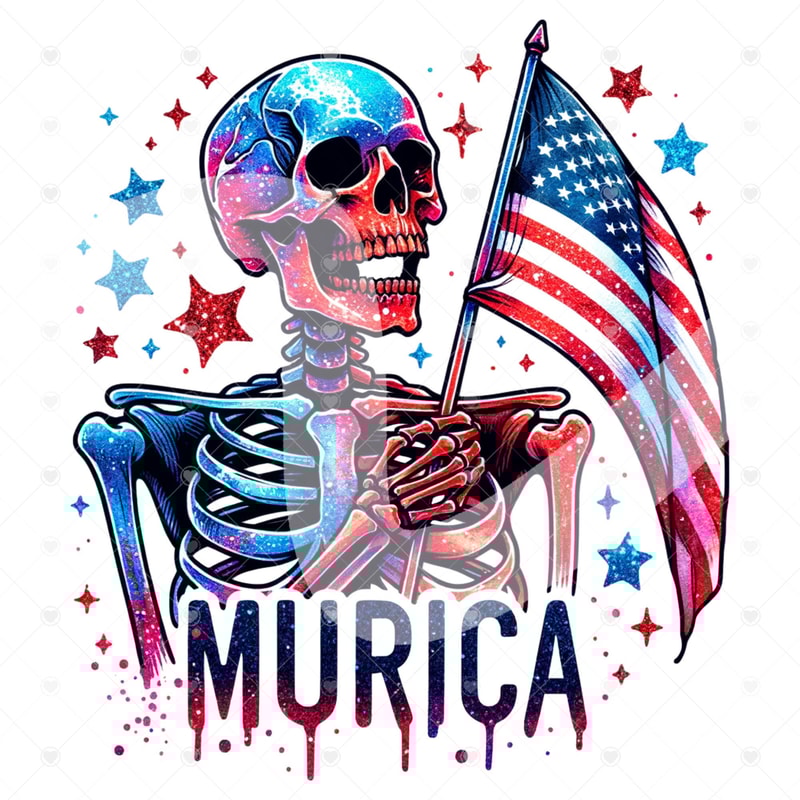 Funny Murica PNG, Patriotic Skeleton Clipart, Snarky American Skeleton Sublimation Design, 4th of July DTF File, Trendy T-Shirt Download.jpg