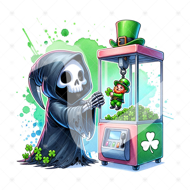 Funny St Patricks Day Clipart, Grim Reaper Png, Leprechaun Sublimation PNG, Saint Patricks Day Tshirt Design, Sublimation Tumbler Wrap.jpg