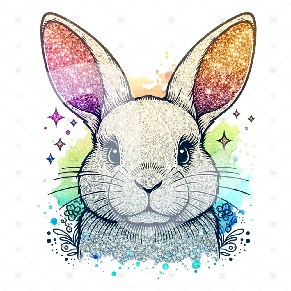 Glitter Easter Bunny Clipart, Cute Bunny Shirt Sublimation Design, Digital Download, PNG Instant DIGITAL ONLY, Glass Jar Png, Tshirt Design.jpg