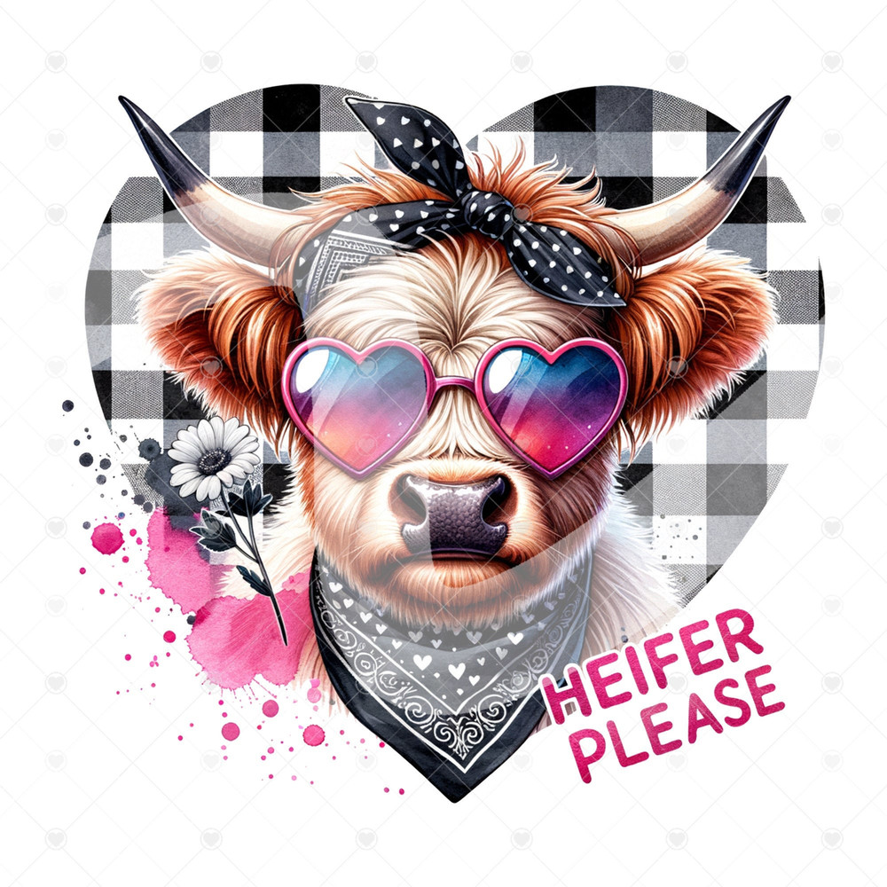 Heifer Please PNG, Highland Cow Clipart, Heifer Cow Png, Western Cow png, Tshirt Sublimation Design, Funny Cow Shirt Png, DTF Transfer File.jpg