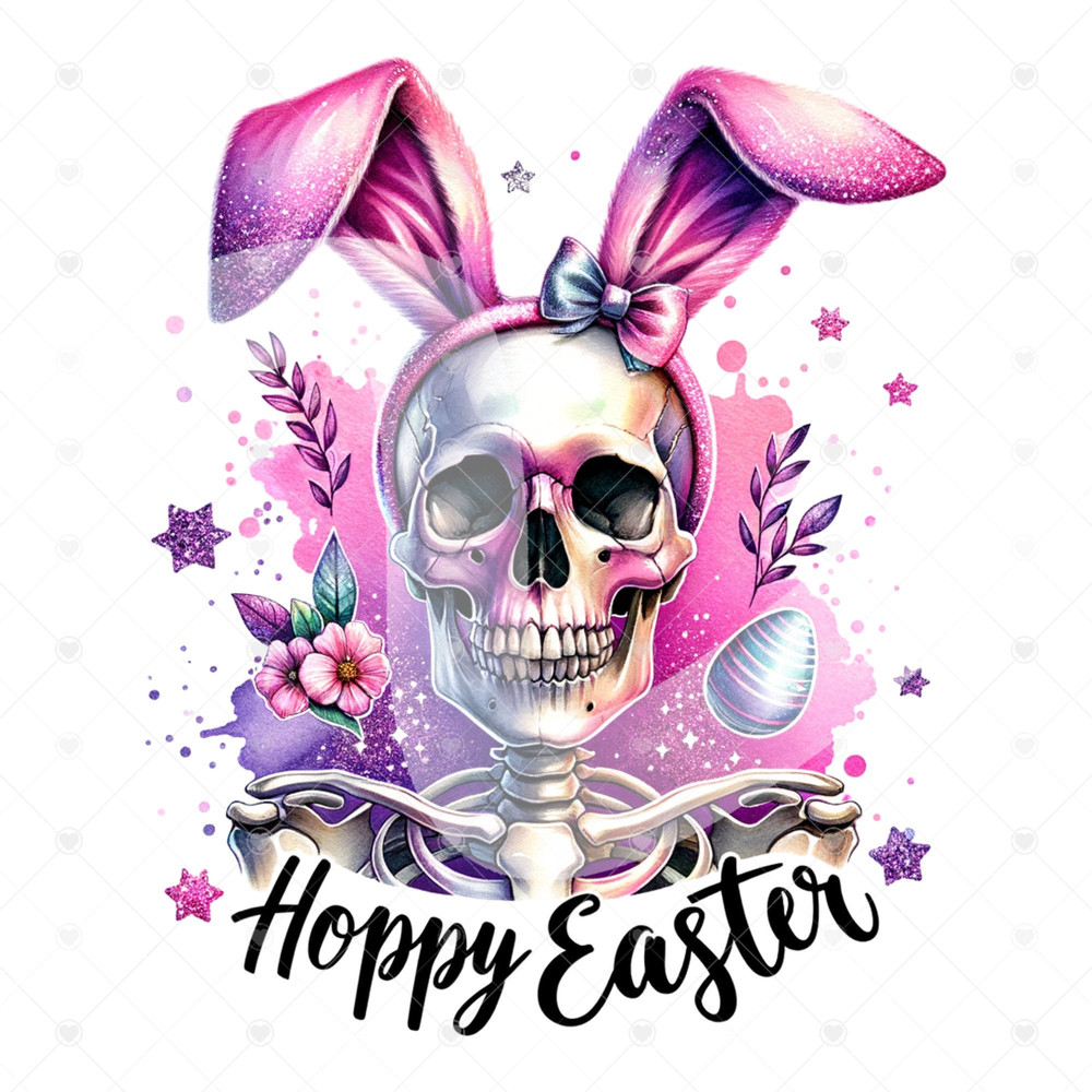 Hoppy Easter Clipart, Snarky Skeleton PNG, Skeleton Clipart, Spooky Sublimation Design, Goth Digital Download, Printable, Sticker, Tshirt.jpg