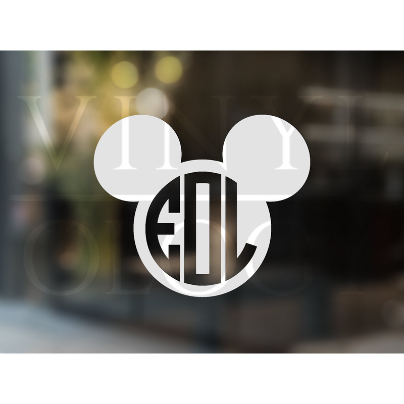 Mouse Ear Monogram Decal, Mouse Monogram, Mouse Ear Stickers, Custom Car Window Sticker, Car Initials, Monogrammed Vinyl Decal, Cute Decal.jpg