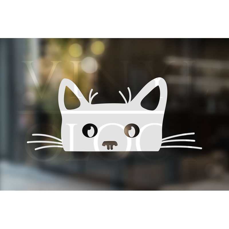Peeking Cat Vinyl Decal, Cat Car Decal, Cat Bumper Sticker, Kitty Window Decal, Laptop Sticker, Phone Decal, Cat Lover Gift, Christmas Gift.jpg