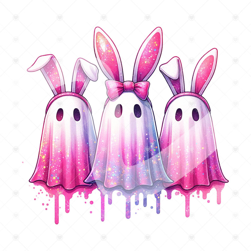 Spooky Easter Clipart, Ghost Easter Bunny PNG, Cute Ghosts Sublimation Design, Funny Easter Tshirt Design, Sticker, Tumbler, Glass Jar PNG.jpg